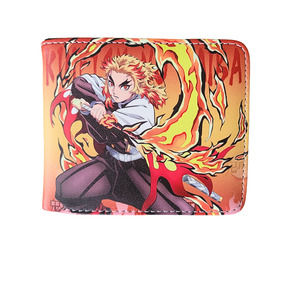 Japan Anime Demon Slayer Kimetsu No Yaiba Rengoku Leather Purse Orange Wallet